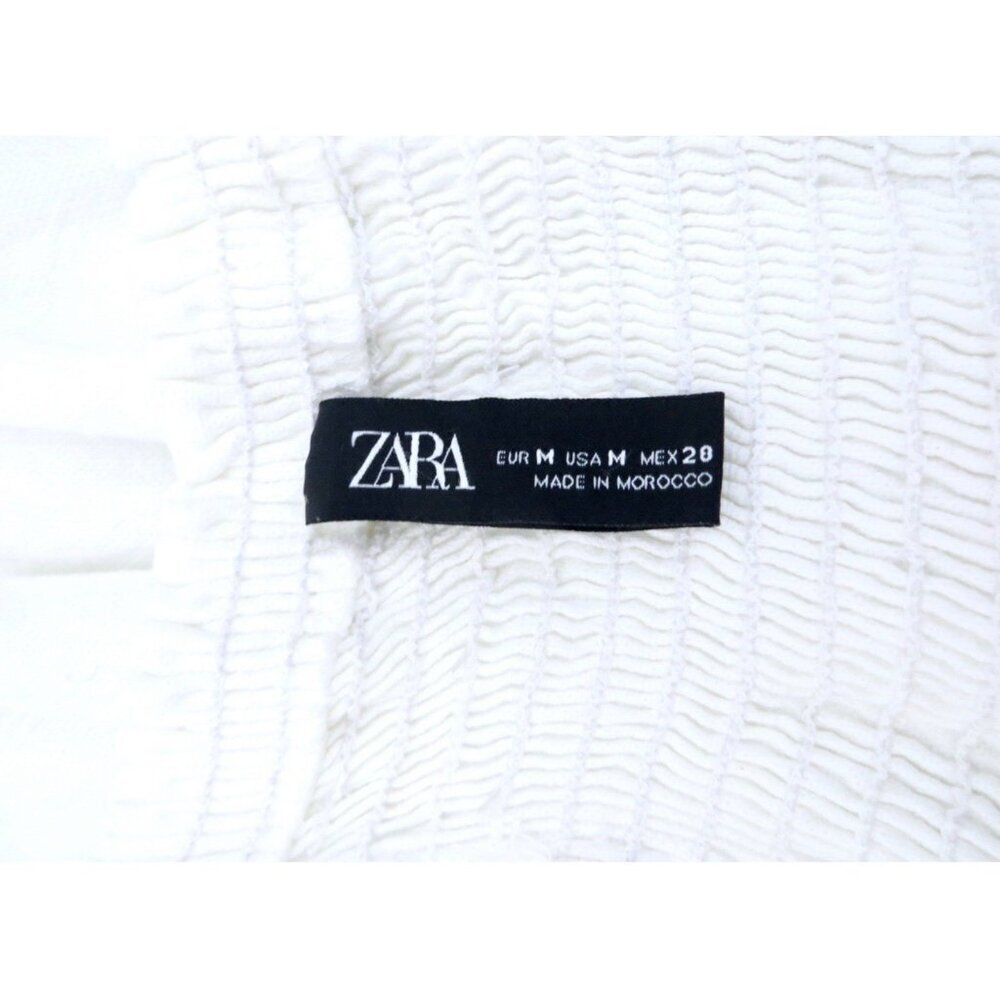 NEW! Zara Wide Leg Relaxed Fit Denim Jean Jumpsuit Fringe Detail White SZ M - Picture 9 of 10
